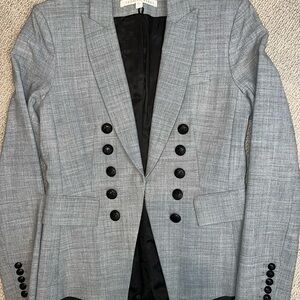 Veronica Beard Fitted Gray Blazer with Black button details